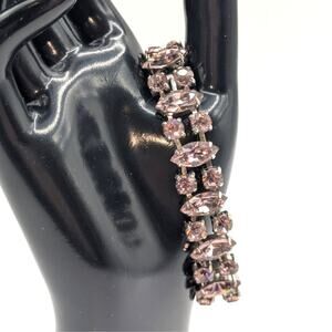 Vintage Lavender Round & Marquis Cut Crystal Rhinestone Bracelet W/ Safety Clasp